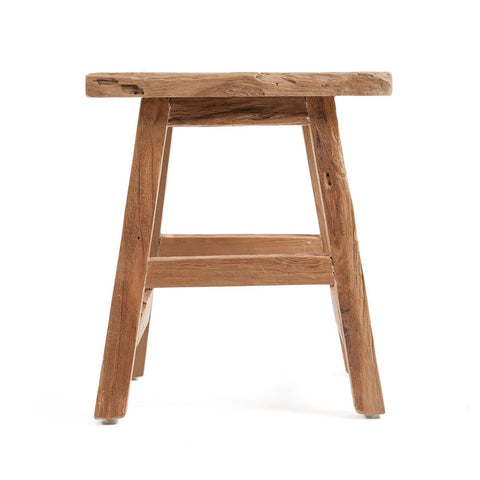 Sgabello in Teak Rigenerato Yoke – Grande (H 47 cm)
