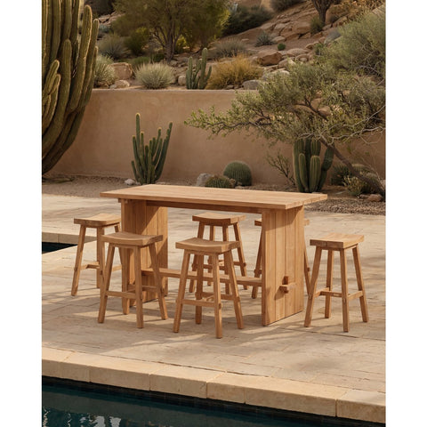 Sgabello da Bar Outdoor in Teak di Recupero Tabanan (H 75 cm)