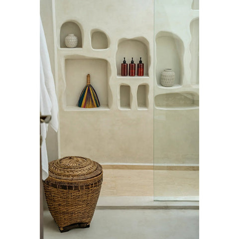 Cestino Portaoggetti Coloniale in Rattan – Marrone Naturale (Medio, H 40 cm)