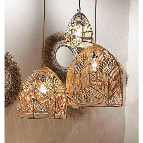 Lampadario a Sospensione in Rattan La Bala – Naturale (Piccolo, Ø 24 cm)
