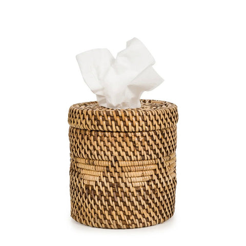 Porta Fazzoletti Rotondo in Rattan Intrecciato (Ø 13 cm)