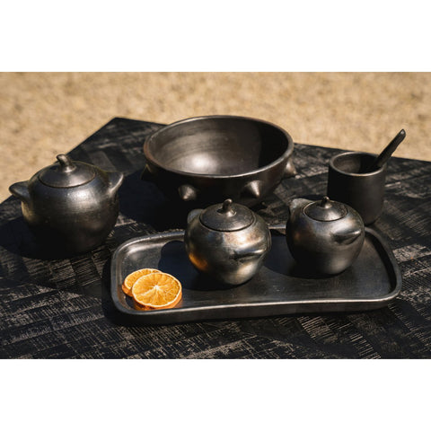 Contenitore Bruciato in Terracotta - Nero - M