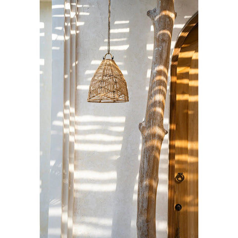 Paralume a sospensione piccolo in rattan naturale La Bala S appeso al soffitto