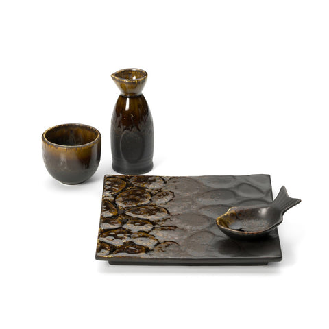 Ciotola a Forma di Pesce in Ceramica Merapi – Marrone (Piccola, 10x6,5 cm)