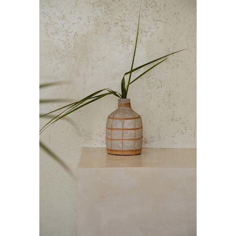 Vaso Sinuoso in Terracotta e Rattan The Whoopy L (13x24 cm)