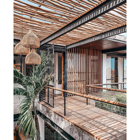 Lampada a Sospensione in Rattan Naturale Lobster Trap L