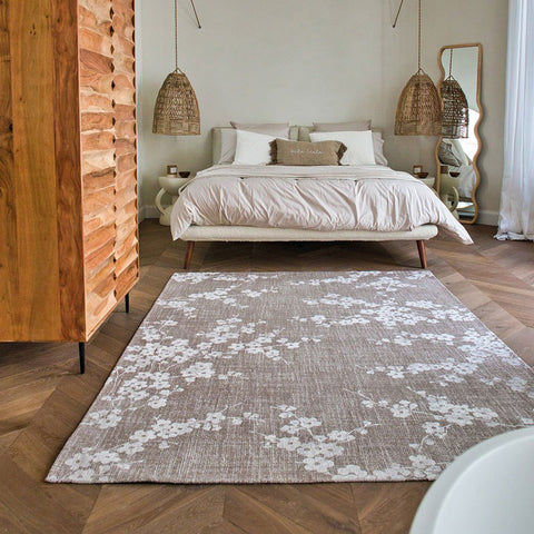Tappeto Flatweave Eco-Sostenibile "Sakura" – Morning Mist (Grigio e Marrone)