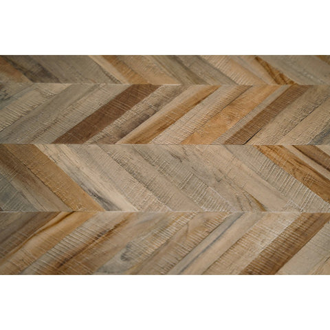 Consolle in Teak a Spina di Pesce e Ferro – Naturale (170x40 cm)