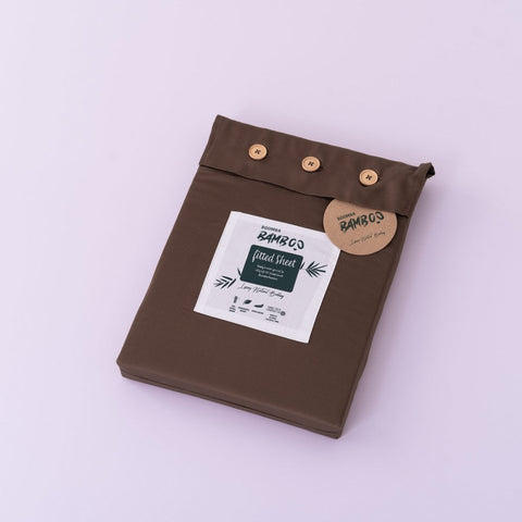 Lenzuolo con angoli in Seta di Bambù Premium – Marrone Caffè (400 TC)