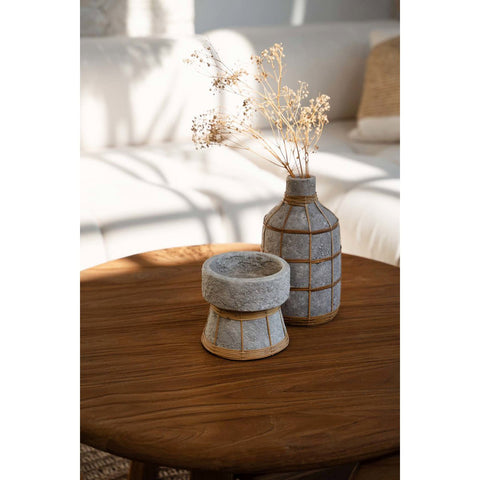 Vaso Sinuoso in Terracotta e Rattan The Whoopy L (13x24 cm)