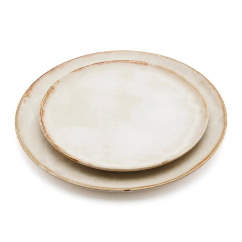Piatto da Insalata in Gres Portoghese Cascais – Bianco e Marrone (Ø 22 cm)