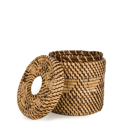 Porta Fazzoletti Rotondo in Rattan Intrecciato (Ø 13 cm)