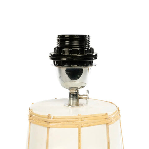 Lampada da Tavolo in Terracotta e Rattan Molokai – Bianco Naturale (H 51 cm)