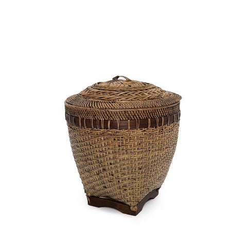 Cestino portaoggetti in rattan intrecciato stile coloniale marrone naturale