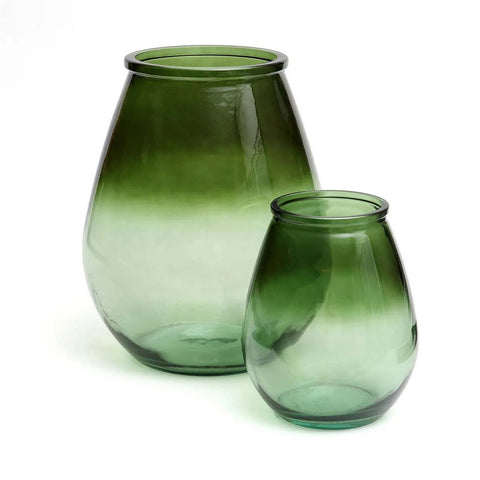 Vaso in Vetro Riciclato Qiezi – Verde Lucido (Medio, Ø 19 cm) | Made in ES