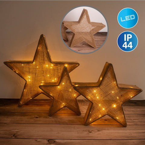 Set di 3 Stelle Decorative a LED "Sternen-Trio" – Marrone & Warm Bronze