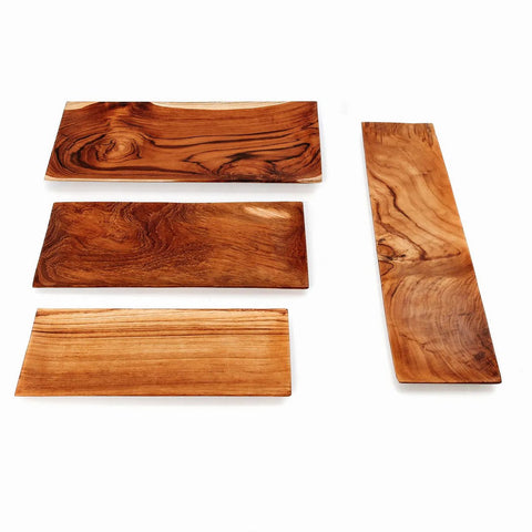 Piatto per Sushi in Radice di Teak Artigianale (Piccolo, 26x12 cm)
