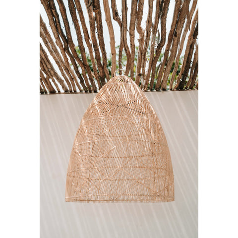 Lampada a sospensione The Twister in rattan naturale – M