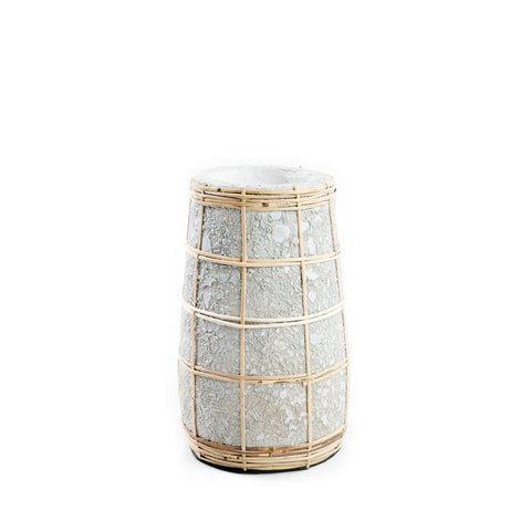 Vaso in Terracotta Finitura Cemento e Rafia The Cutie S (14x22 cm)