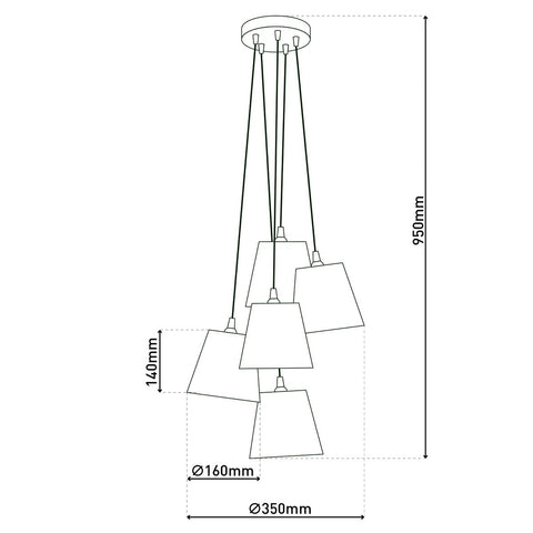 Lampada a Sospensione Multi-Paralume "Boho" – 5 Paralumi in Cotone Beige e Marrone