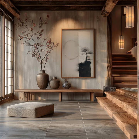 quadro wabi sabi albero solitario luna minimalista