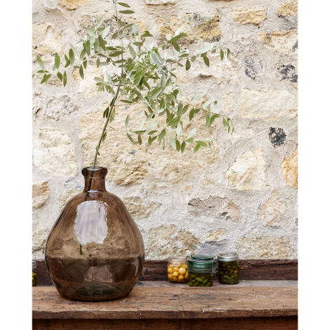 Vaso Scultoreo Grande in Vetro Riciclato Bolai (45x50 cm) - Beige Caldo