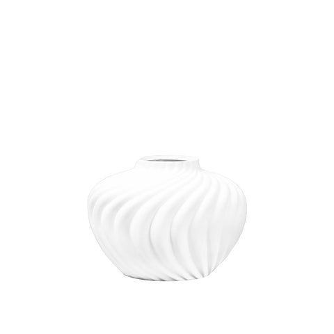 Vaso Scultoreo Rotondo in Poliresina Panna Montata (30x30x22 cm) - Bianco Opaco