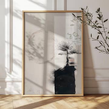 tela japandi sentiero della luna bianca arte zen