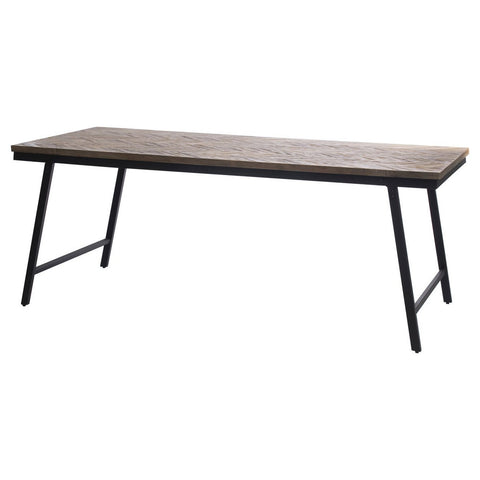 Consolle in Teak a Spina di Pesce e Ferro – Naturale (170x40 cm)
