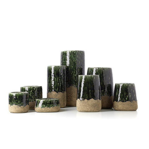Fioriera e Vaso in Gres Muschio – Verde Cemento e Bianco (Piccola, 12,5 cm)