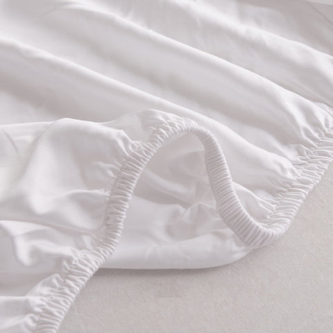 Premium White Bamboo Fitted Sheet - Up to 30 cm - 400TC Tanboocel - White Coconut