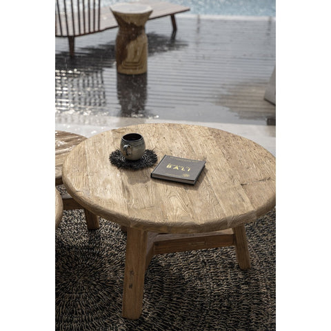 Tavolino da Salotto Circolare in Legno Artigianale Fusuma – Grande (Ø 80 cm)