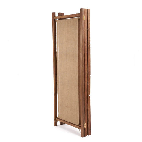 Zenbu Folding Room Divider Made from Reclaimed Teak and Jute – Natural