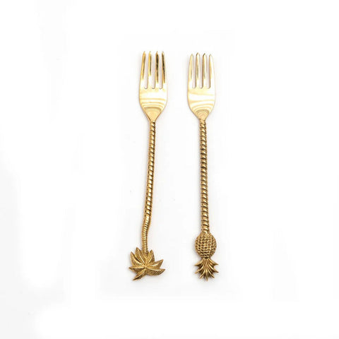 Forchetta Scultorea all'Ananas – Ottone Dorato (22 cm)