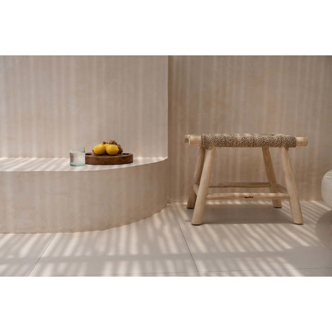 Porto M Natural Seagrass and Wood Stool
