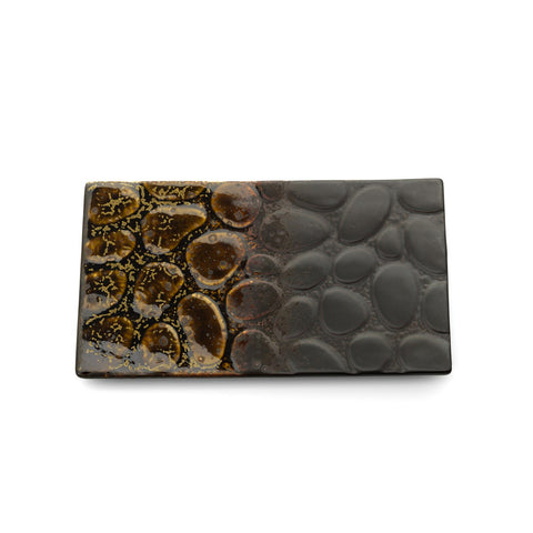 Piatto Rettangolare per Antipasti in Ceramica Merapi – Marrone Cacao & Nero Fumé (25,9 x 15,5 cm)