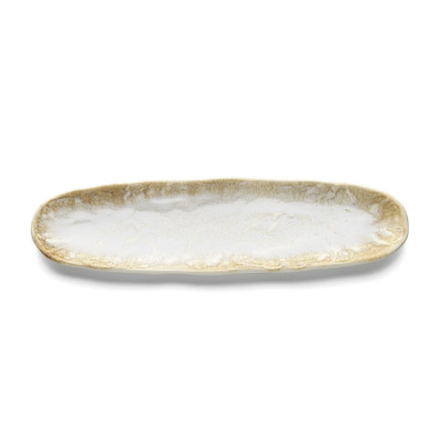 Piatto Ovale in Ceramica "Da Rocha" – Miele Bianco (40,8 cm)