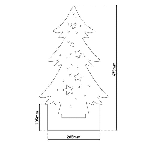 Scultura Luminosa Natalizia in Legno "ARD Tree" Albero Piccolo (H: 47 cm)