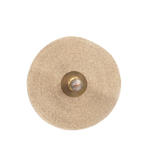 applique rotonda in erba e ottone, lampada da parete scultorea 46 cm, punti luce ambientali per corridoio Japandi