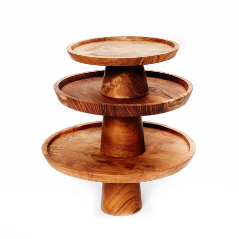 Alzata per Torta in Radice di Teak – Grande (Ø 28 cm, H 13 cm)