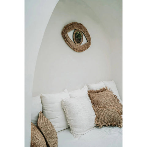 Specchio da Parete a Forma di Occhio in Rafia Naturale Eye M (70x40 cm)