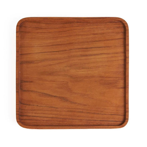 Natural Teak Square Plate, Size S, 15 cm