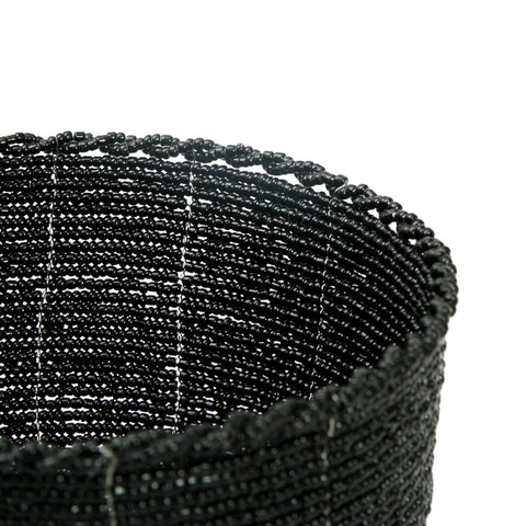 Ciotola Decorativa con Perline Intrecciate a Mano – Nero (Media, Ø 13 cm)