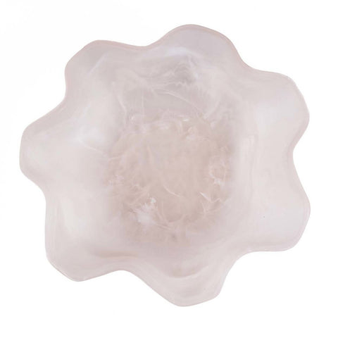 Portafrutta Scultorea in Resina Organica – Rosa e Bianco (Ø 30 cm)