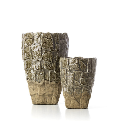 Vaso Scultoreo in Gres The Rock Texture – Pietra Grigia / Cemento - L