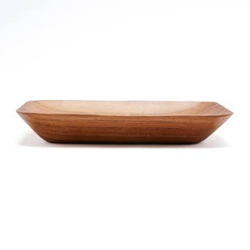 Piatto Rettangolare in Radica di Teak Naturale
