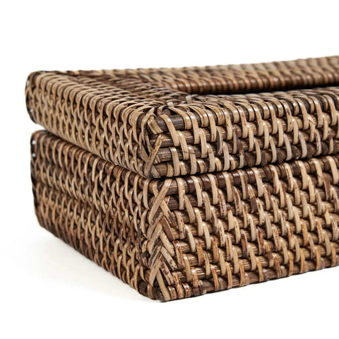 Porta Fazzoletti in Rattan Intrecciato – Marrone Naturale (27x14 cm)