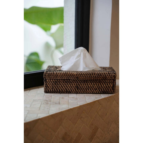 Porta Fazzoletti in Rattan Intrecciato – Marrone Naturale (27x14 cm)