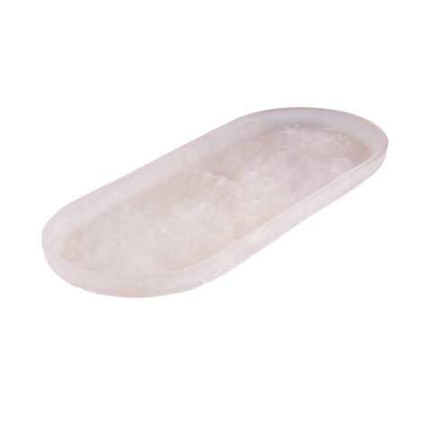 Oval Resin Serving Plate – Pink and White (44x19 cm)