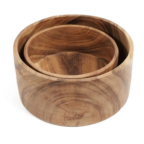 Insalatiera Scultorea in Legno di Suar – Naturale (L, Ø 25 cm)